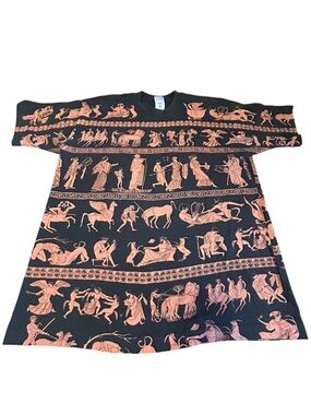Vintage Greek Mythology AOP Tee XL Single Stitch 90s Art All Over Print